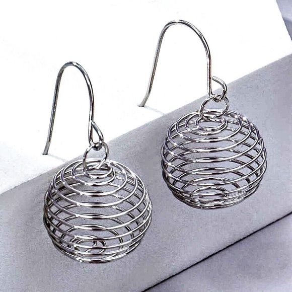 GlitzBlitz Boutique Jewelry - Any 3/$25! Silver Spiral Ball Drop Earrings